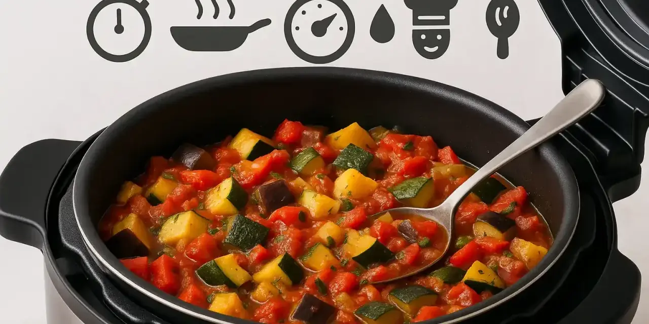 Ratatouille coloré et savoureux dans un Cookeo, prêt à être dégusté.