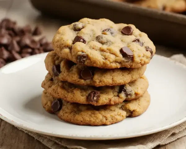 Pile de cookies aux pépites de chocolat, parfaits pour une recette cookies facile.