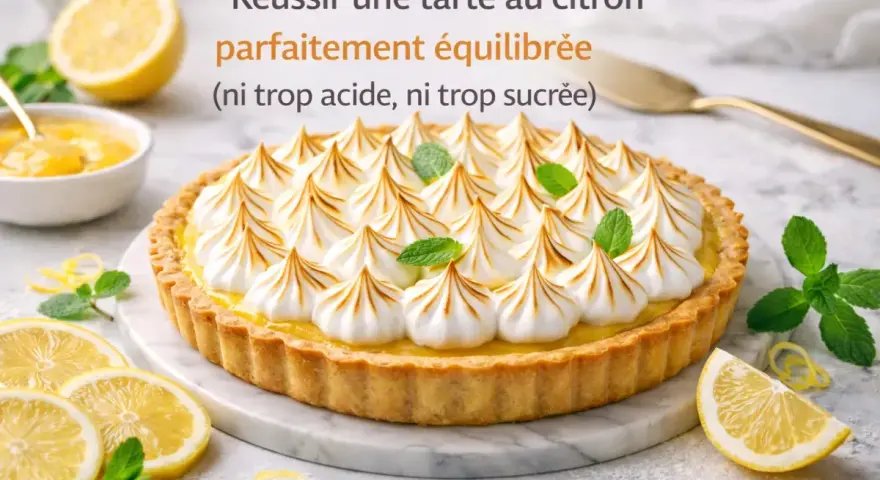 Tarte au citron meringuée, une recette pour un équilibre parfait entre acidité et douceur. Délicieuse et visuellement attrayante.