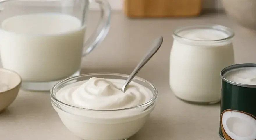 Yaourt, lait et crème de coco : des alternatives pour remplacer la crème fraîche dans vos recettes.